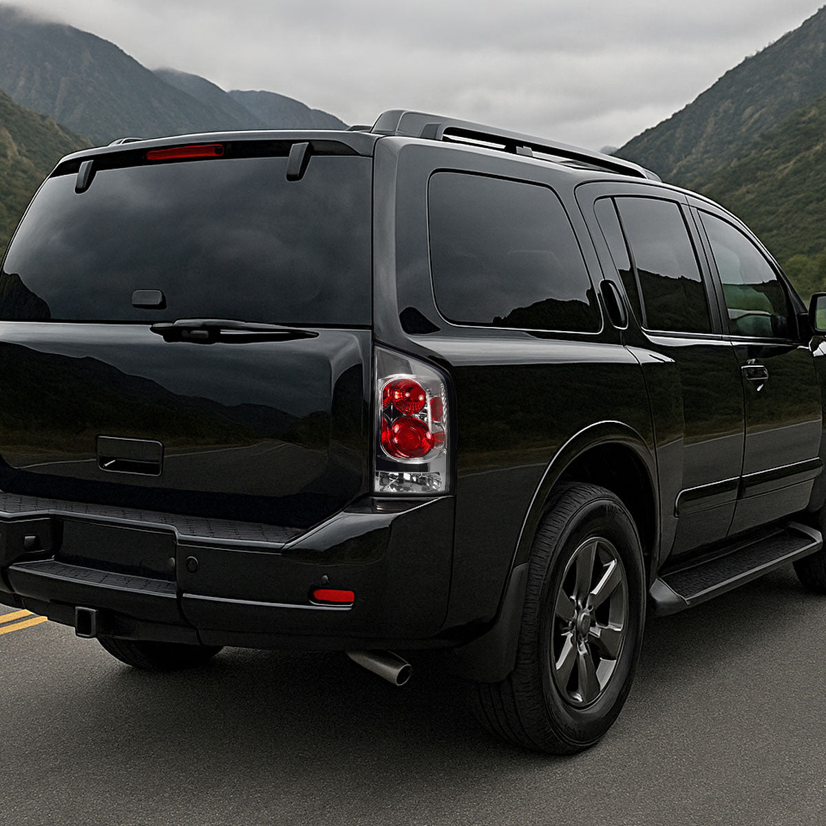 Ronnin - Se adapta a Nissan Armada 2005-2015 Par de luces traseras de estilo europeo de repuesto | Cromado
