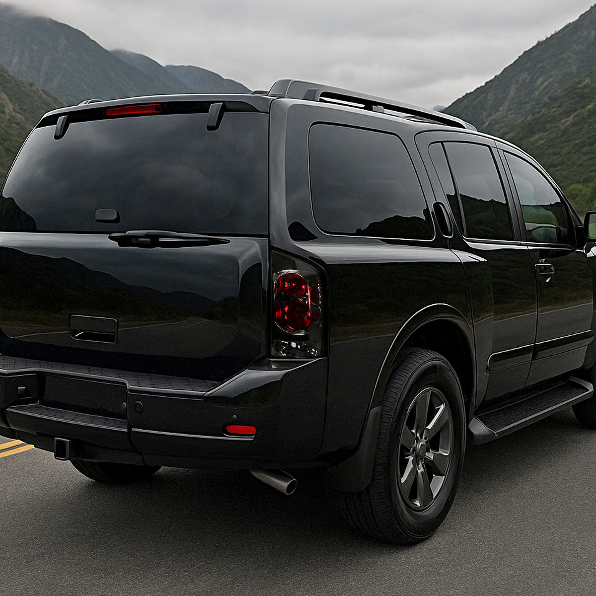 Ronnin - Se adapta a Nissan Armada 2005-2015 Ensamblaje de luces traseras de estilo europeo de repuesto par | Ahumado