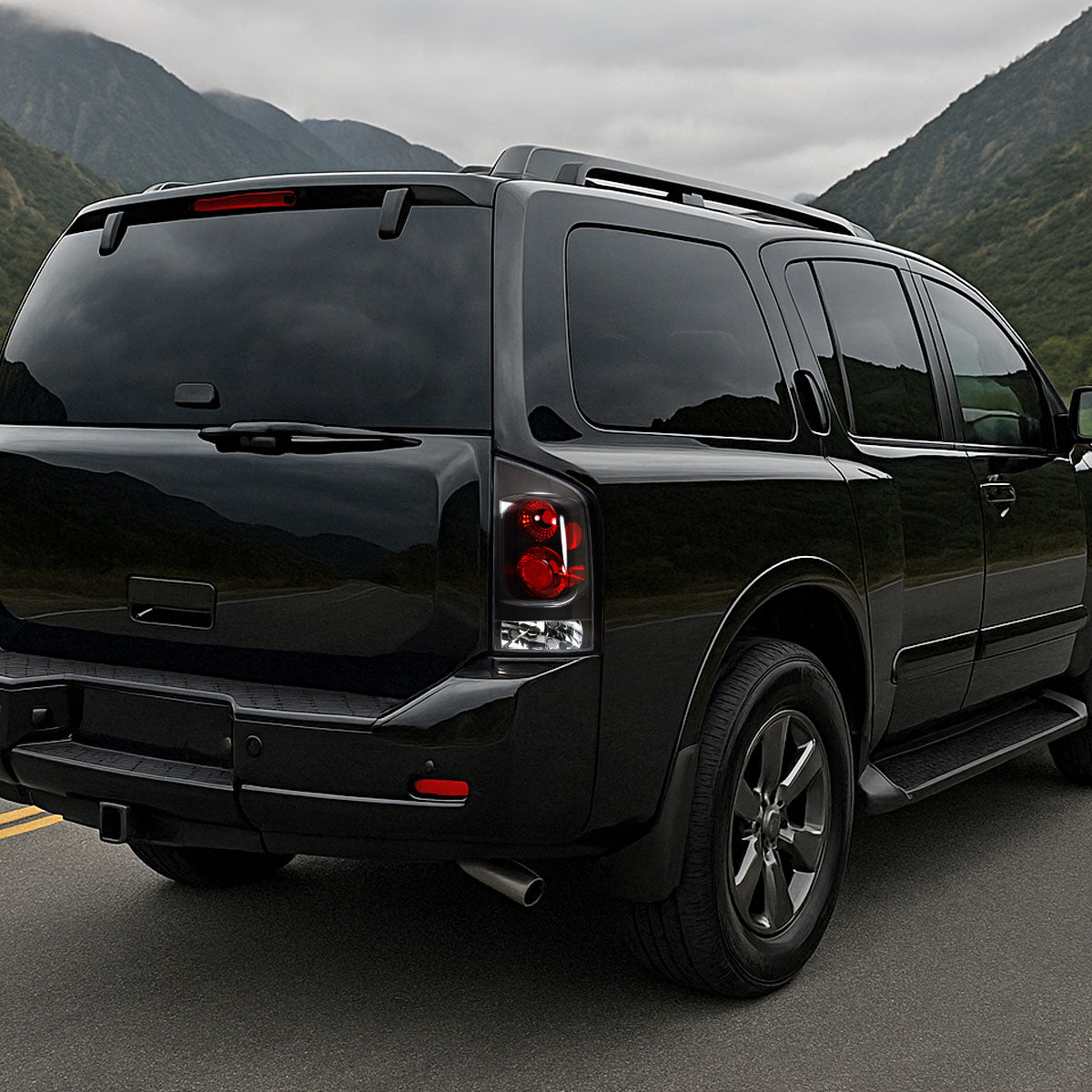 Ronnin - Se adapta a Nissan Armada 2005-2015 Faros Traseros Estilo Europeo Par de Reemplazo | Negro