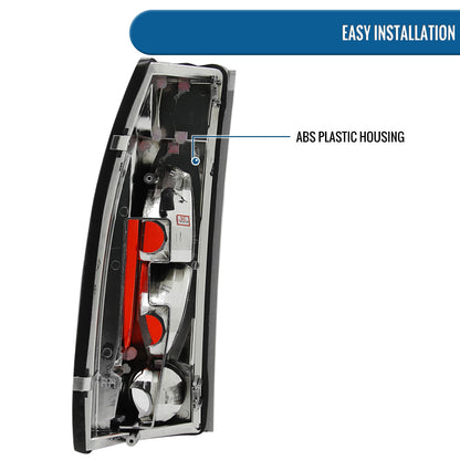 Ronnin - Fits 1988-2000 Chevy GMC C/K C10 Silverado Sierra Suburban Yukon Blazer Tahoe Caddy Escalade Tail Lights Replacement Assembly Pair | Chrome