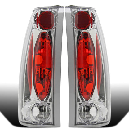 Ronnin - Fits 1988-2000 Chevy GMC C/K C10 Silverado Sierra Suburban Yukon Blazer Tahoe Caddy Escalade Tail Lights Replacement Assembly Pair | Chrome