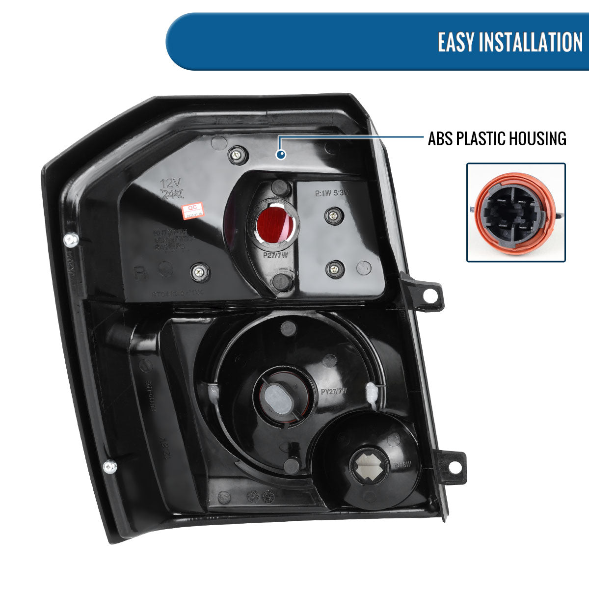 Ronnin - Fits 2007-2012 Dodge Caliber Rear Tail Lights Lamps Assembly Pair | Black