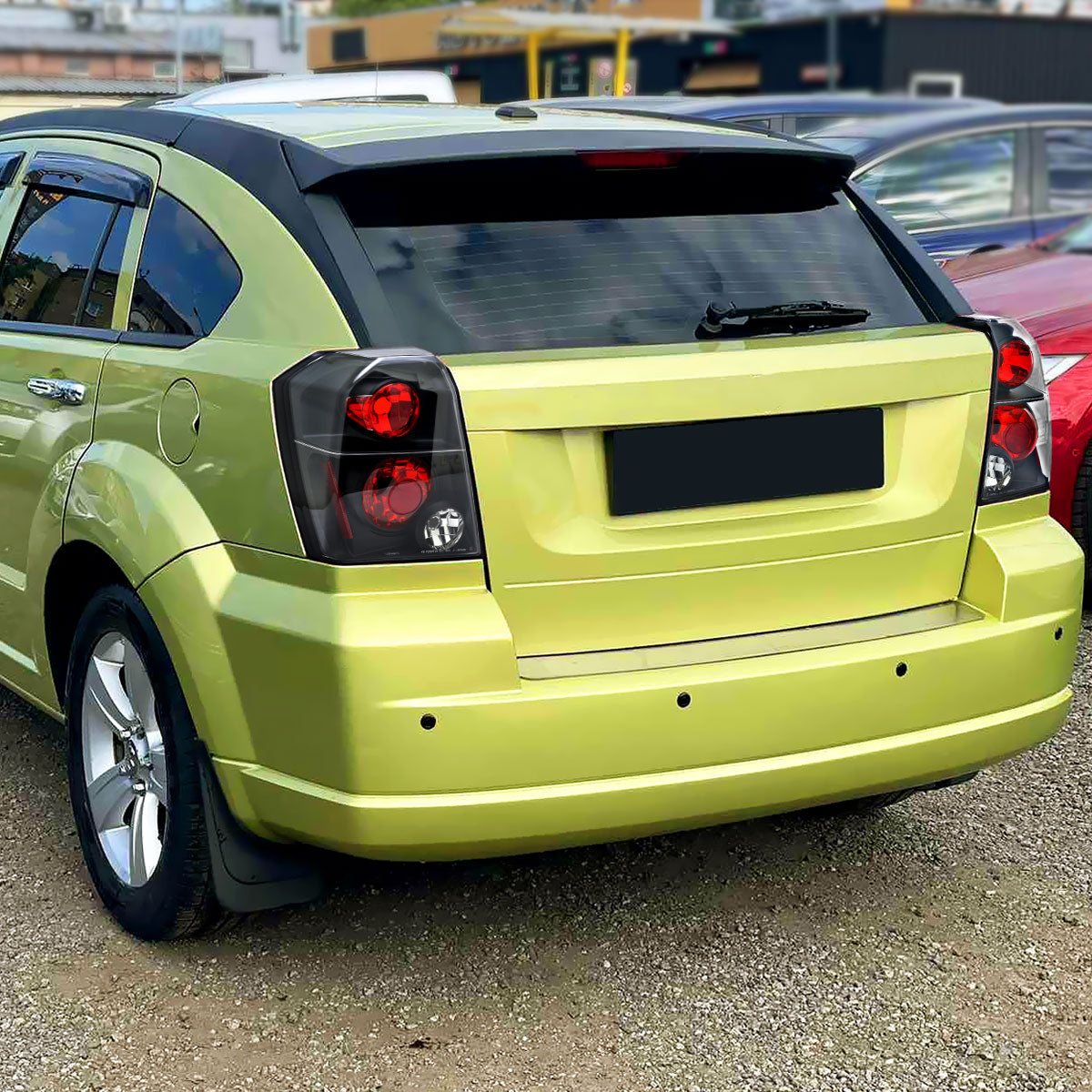 Ronnin - Fits 2007-2012 Dodge Caliber Rear Tail Lights Lamps Assembly Pair | Black