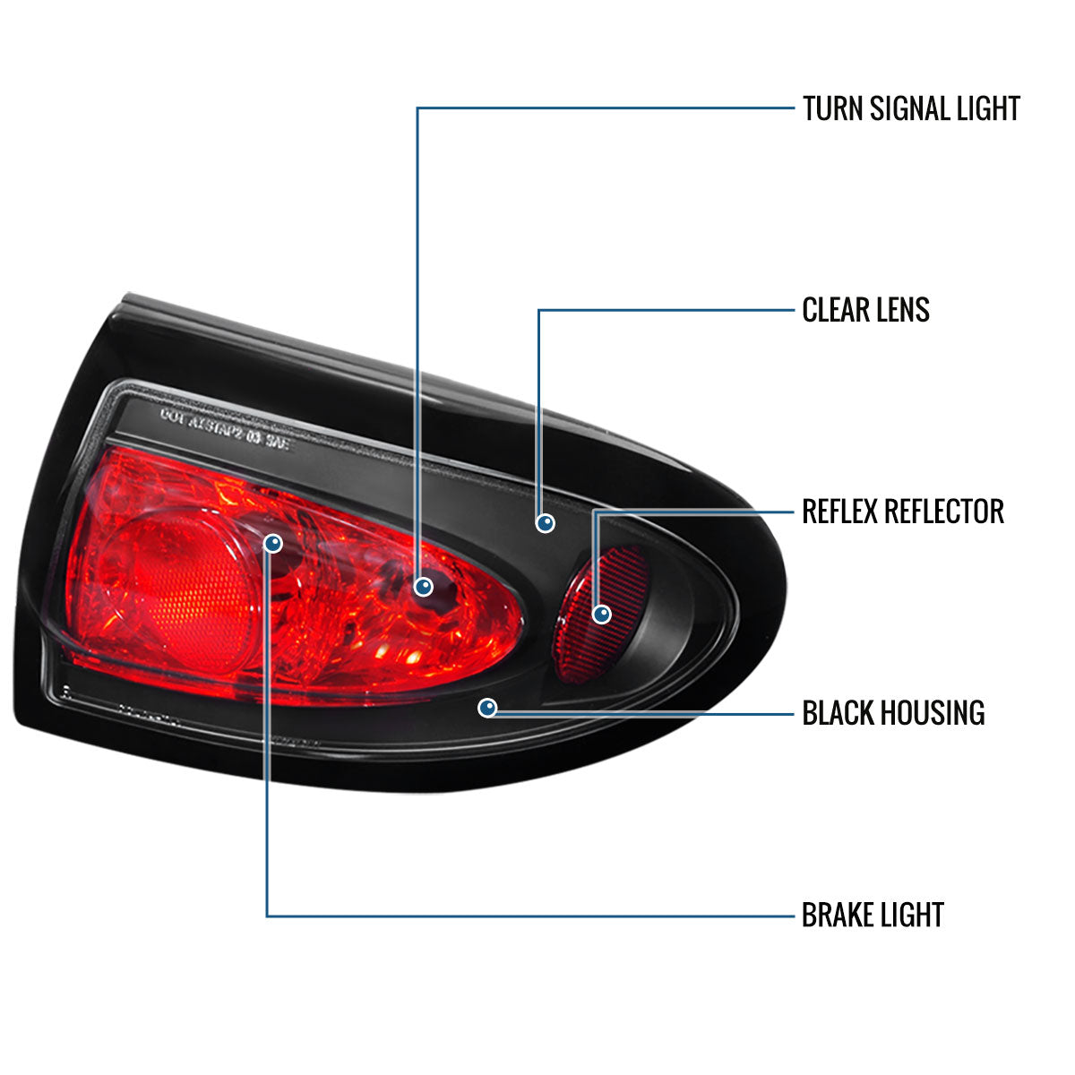 Ronnin - Fits 2003-2005 Chevy Cavalier Tail Lights Factory Replacement Pair | Black