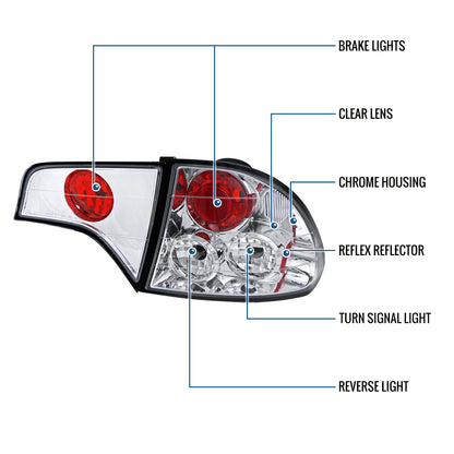 Ronnin - Fits 2006-2011 Honda Civic Sedan 4 Door Factory Replacement Tail Lights Assembly Pair | Chrome