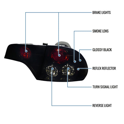 Ronnin - Fits 2006-2011 Honda Civic Sedan 4 Door Factory Replacement Tail Lights Assembly Pair | Black Smoke