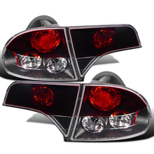 Ronnin - Fits 2006-2011 Honda Civic Sedan 4 Door Factory Replacement Tail Lights Assembly Pair | Black Red