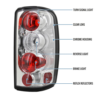 Ronnin -  Fits 2000-2006 Chevy Tahoe Suburban GMC Yukon Denali XL Factory Replacement Tail Lights Assembly Pair | Chrome
