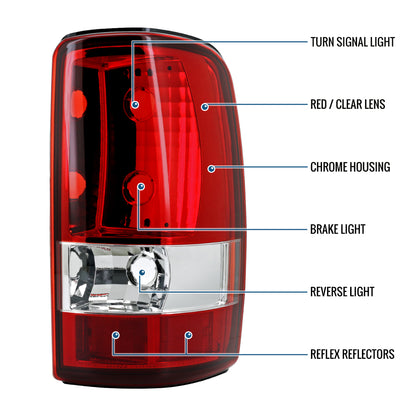 Ronnin -  Fits 2000-2006 Chevy Tahoe Suburban GMC Yukon Denali XL Factory Replacement Tail Lights Assembly Pair | Red