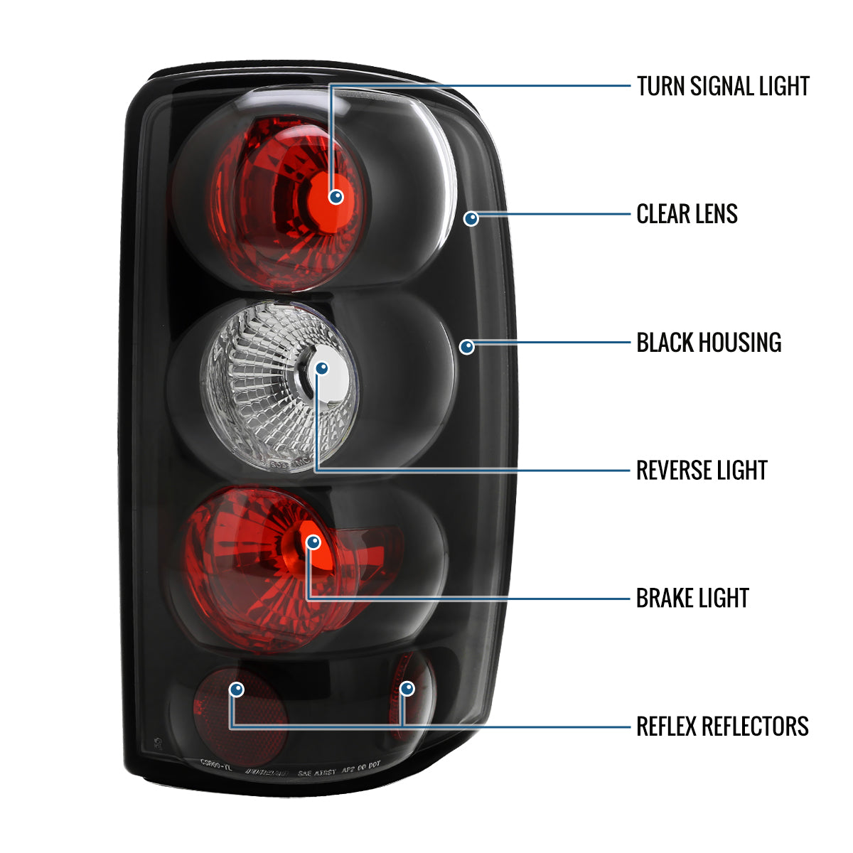 Ronnin -  Fits 2000-2006 Chevy Tahoe Suburban GMC Yukon Denali XL Factory Replacement Tail Lights Assembly Pair | Black