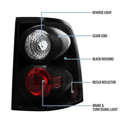 Ronnin - Conjunto de luces traseras de repuesto para Ford Explorer 4 puertas 2002-2005 | Negro