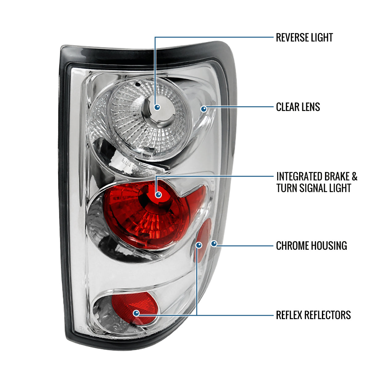 Ronnin - Compatible con conjunto de luces traseras Styleside Ford F150 2004-2008 de repuesto (par) | Cromado