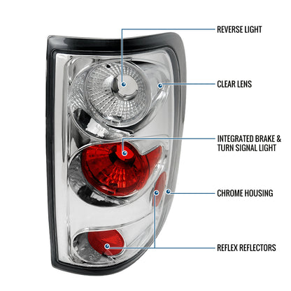 Ronnin - Compatible con conjunto de luces traseras Styleside Ford F150 2004-2008 de repuesto (par) | Cromado