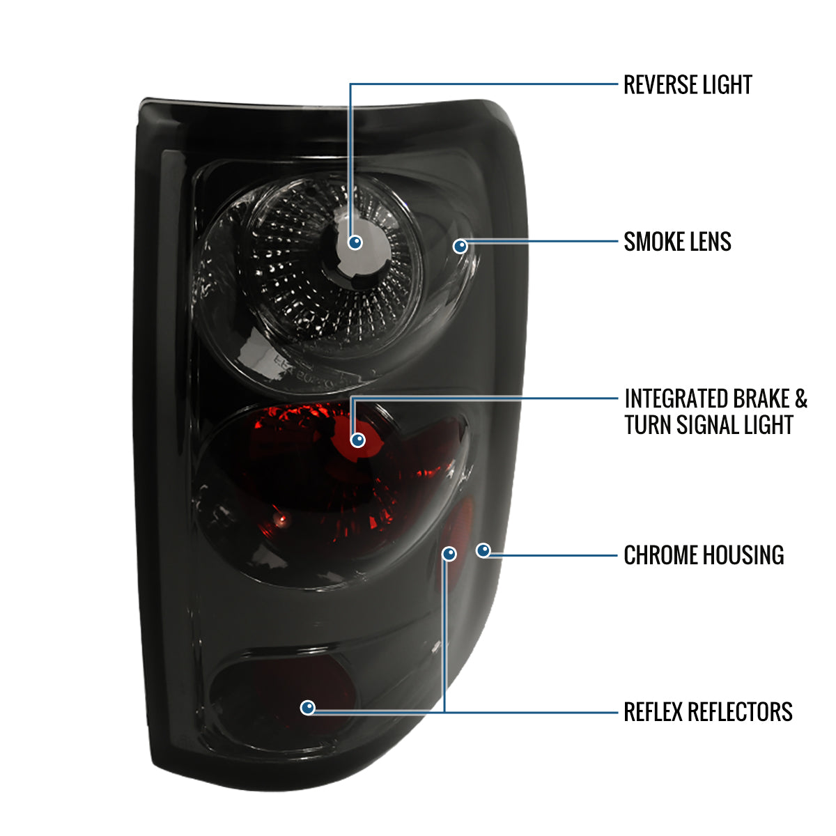 2004-2008 Ford F150 Styleside Tail Lights Assembly Replacement Pair  | Smoke