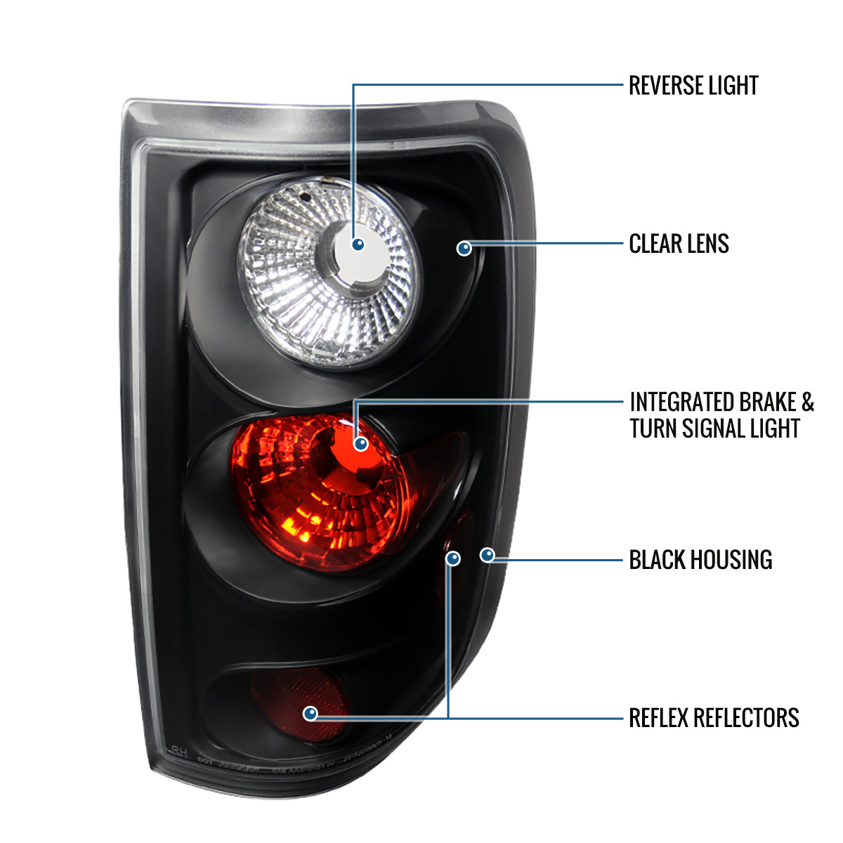 2004-2008 Ford F150 Styleside Tail Lights Assembly Replacement Pair | Black