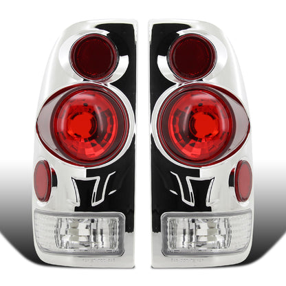 Ronnin - Fits 1997-2004 Ford F150 Heritage F250 F350 F450 F550 Styleside Tail Lights Assembly Pair | Chrome