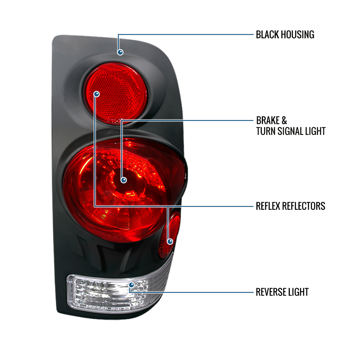 Ronnin - Fits 1997-2004 Ford F150 Heritage F250 F350 F450 F550 Styleside Tail Lights Assembly Pair | Black