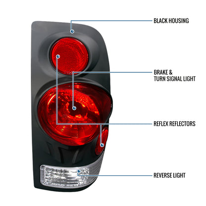 Ronnin - Fits 1997-2004 Ford F150 Heritage F250 F350 F450 F550 Styleside Tail Lights Assembly Pair | Black