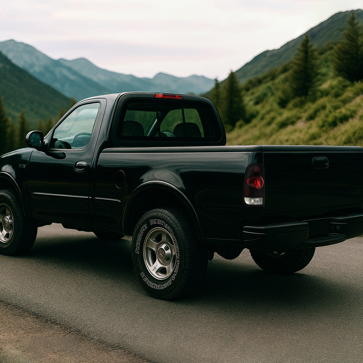 Ronnin - Fits 1997-2004 Ford F150 Heritage F250 F350 F450 F550 Styleside Tail Lights Assembly Pair | Black