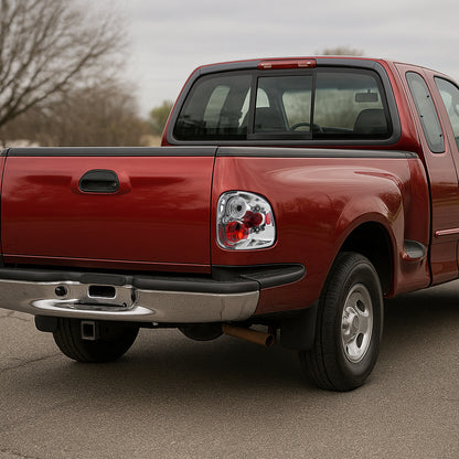 Ronnin - Compatible con Ford F150 Flareside 1997-2003, F150 Heritage Flareside 2004. Par de luces traseras de repuesto estilo europeo | Cromadas