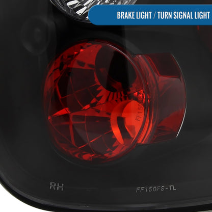 Ronnin - Compatible con Ford F150 Flareside 1997-2003 y Heritage Flareside 2004 | Par de luces traseras de repuesto estilo europeo | Color negro