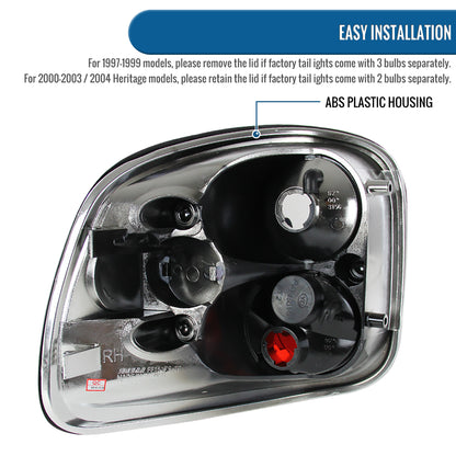 Ronnin - Compatible con Ford F150 Flareside 1997-2003 y Heritage Flareside 2004 | Par de luces traseras de repuesto estilo europeo | Color negro