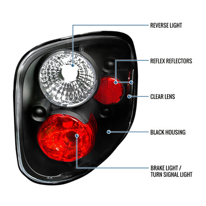Ronnin - Compatible con Ford F150 Flareside 1997-2003 y Heritage Flareside 2004 | Par de luces traseras de repuesto estilo europeo | Color negro