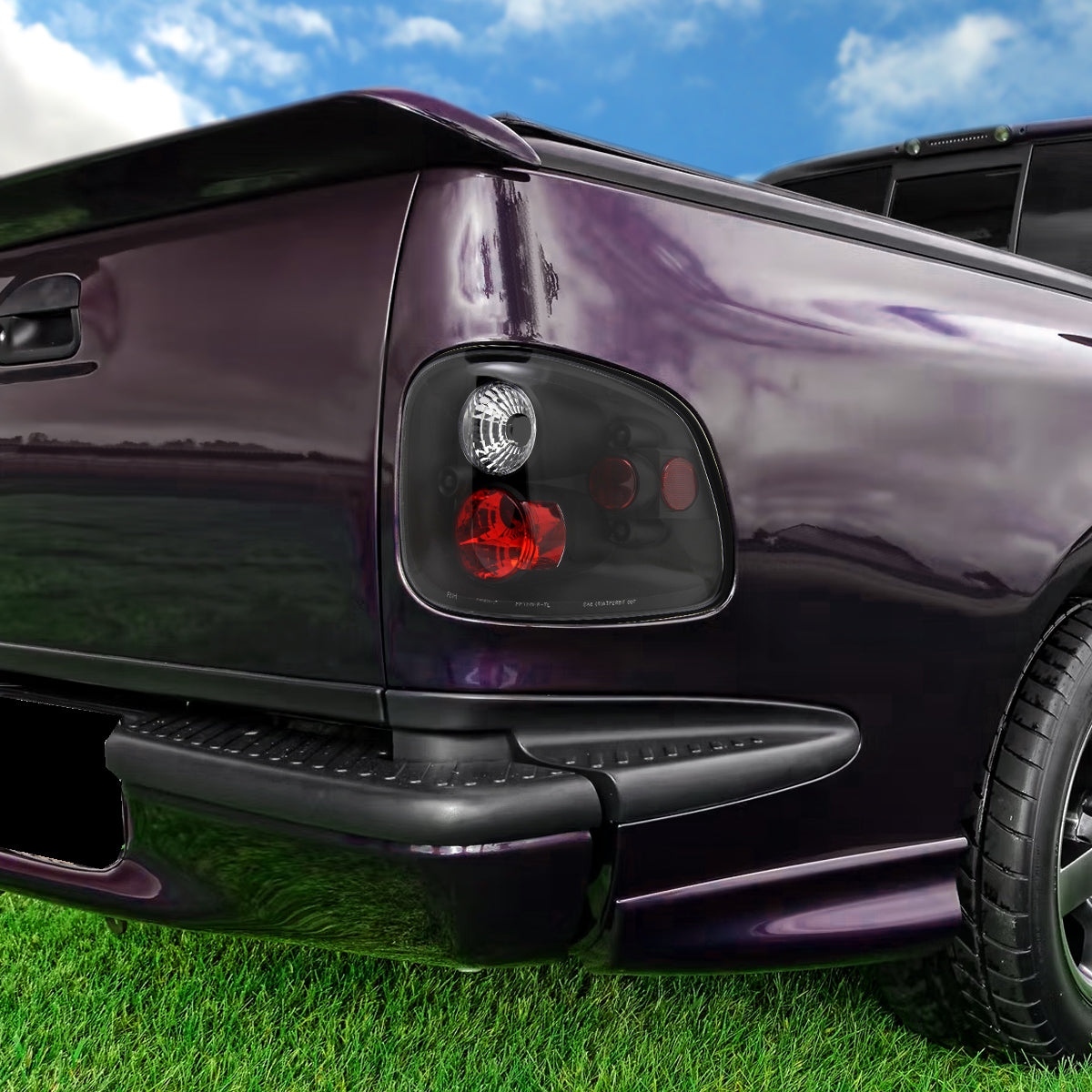 Ronnin - Compatible con Ford F150 Flareside 1997-2003 y Heritage Flareside 2004 | Par de luces traseras de repuesto estilo europeo | Color negro