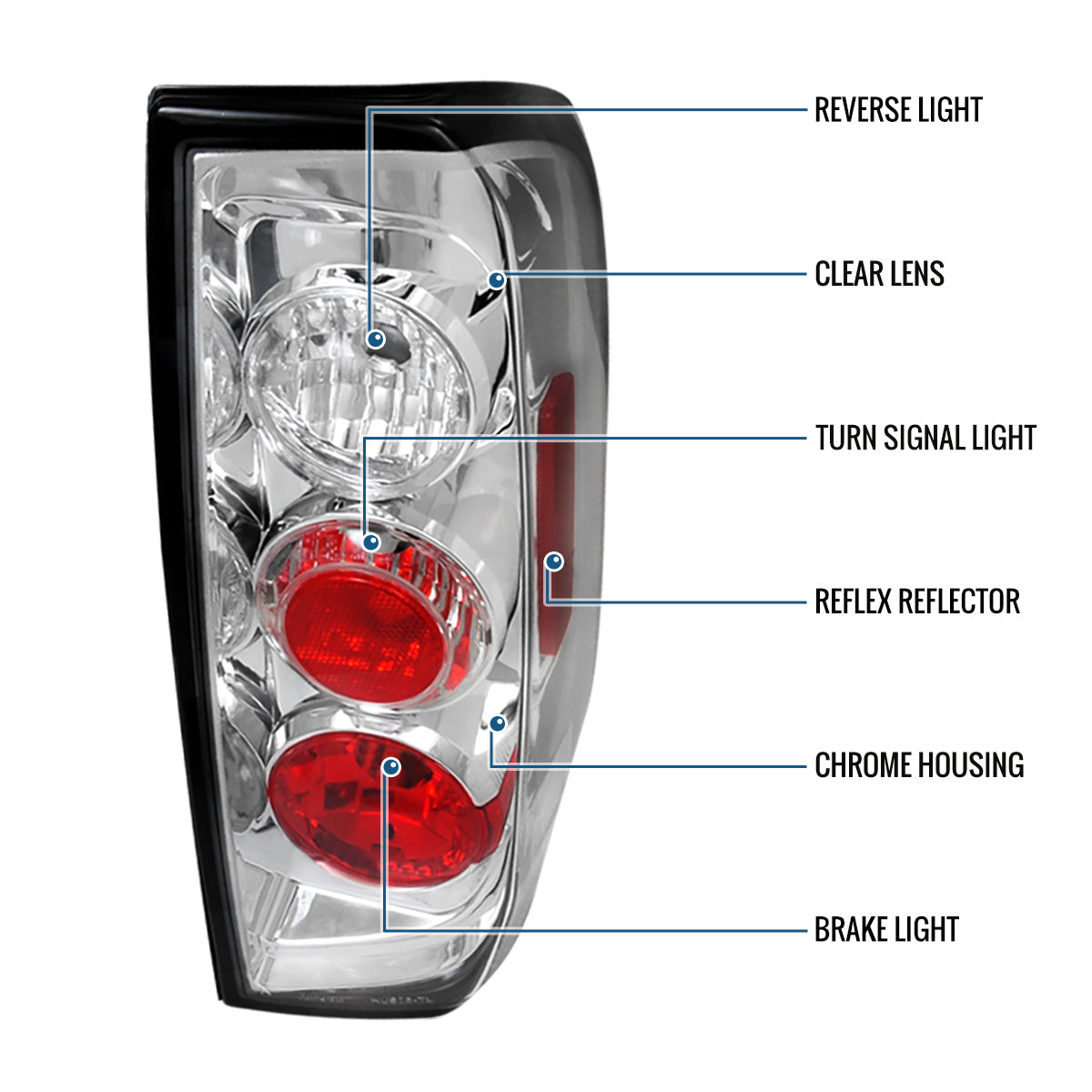 Ronnin - Compatible con Suzuki Equator Nissan Frontier 2005-2014, par de luces traseras de estilo europeo, cromadas