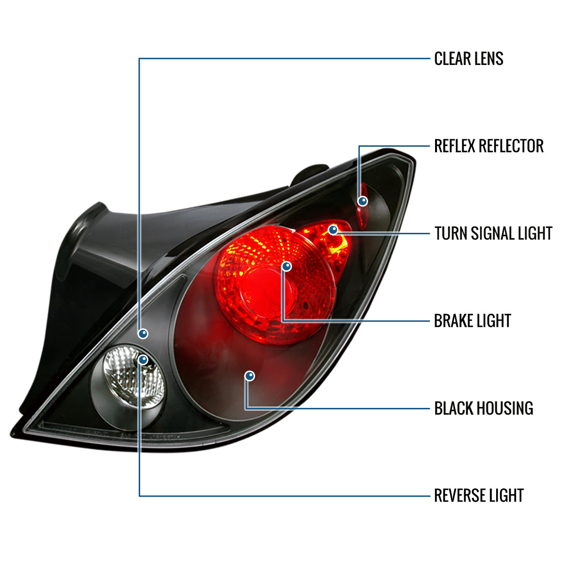 Ronnin - Compatible con Pontiac G6 Coupé de 2 puertas 2006-2009, conjunto de luces traseras de repuesto mejoradas, par | Negro