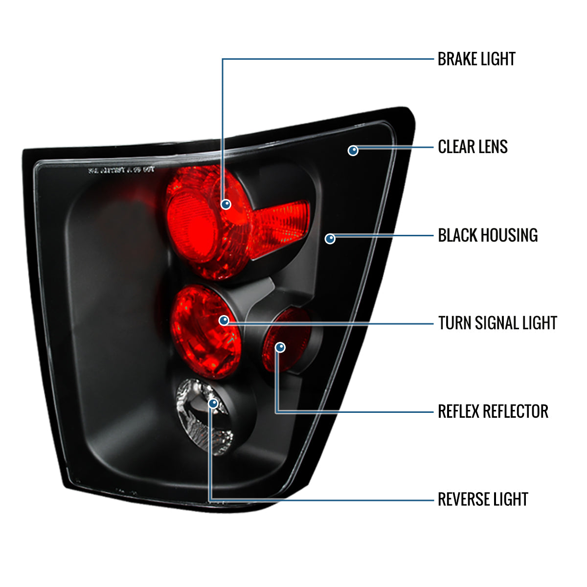 2005-2006 Jeep Grand Cherokee Euro Style Replacement Tail Lights Assembly Pair | Black
