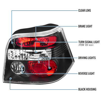 Ronnin - Compatible con Volkswagen Golf MK4 GTI 1999-2006, juego de luces traseras de repuesto estilo Euro 2004 R32 | Negro