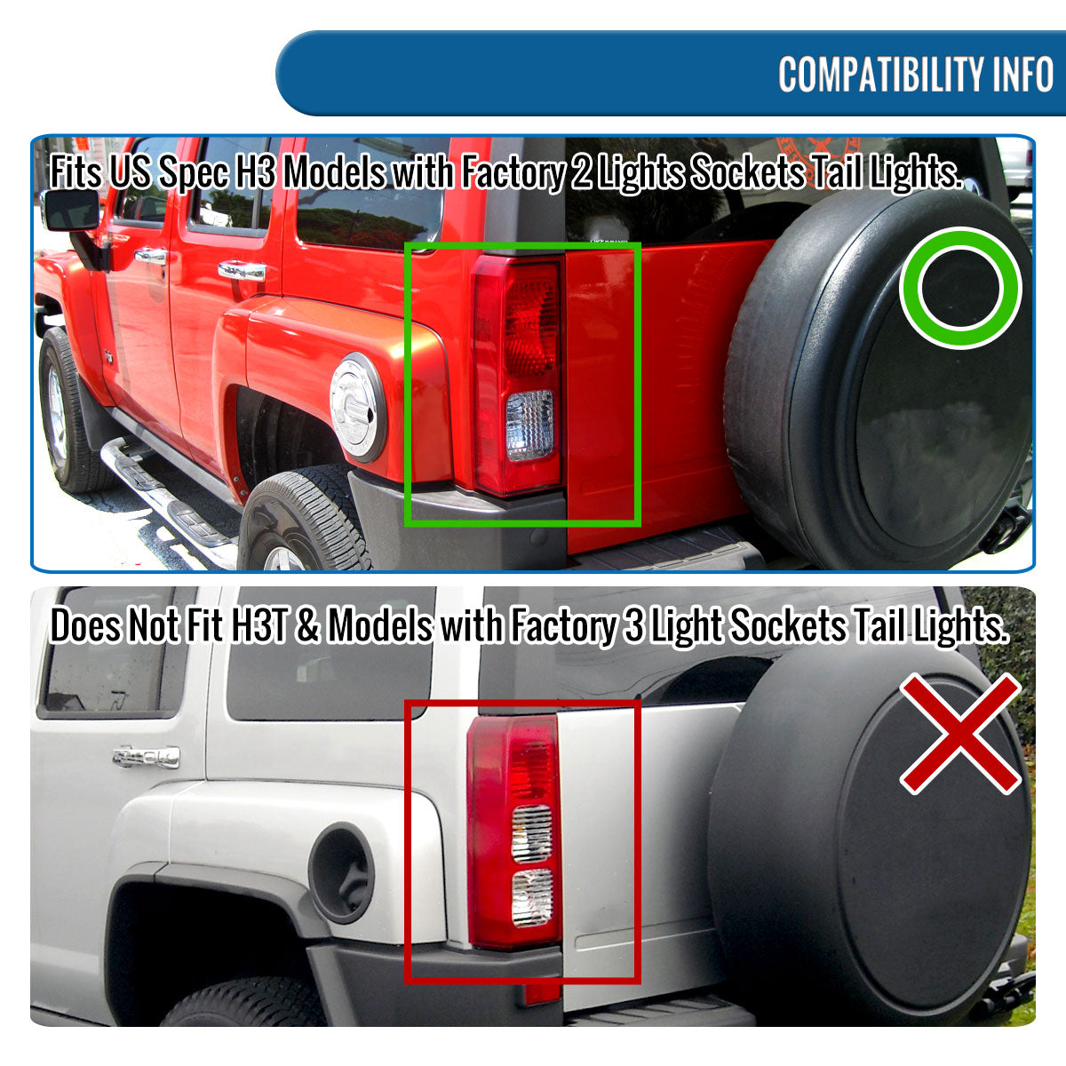 Ronnin - Compatible con Hummer H3 2005-2010 con 2 enchufes de bombilla. Montaje de luces traseras de repuesto, par | Ahumado