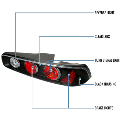 Ronnin - Fits 1994-2001 Acura Integra Replacement Tail Lights Assembly Pair | Black