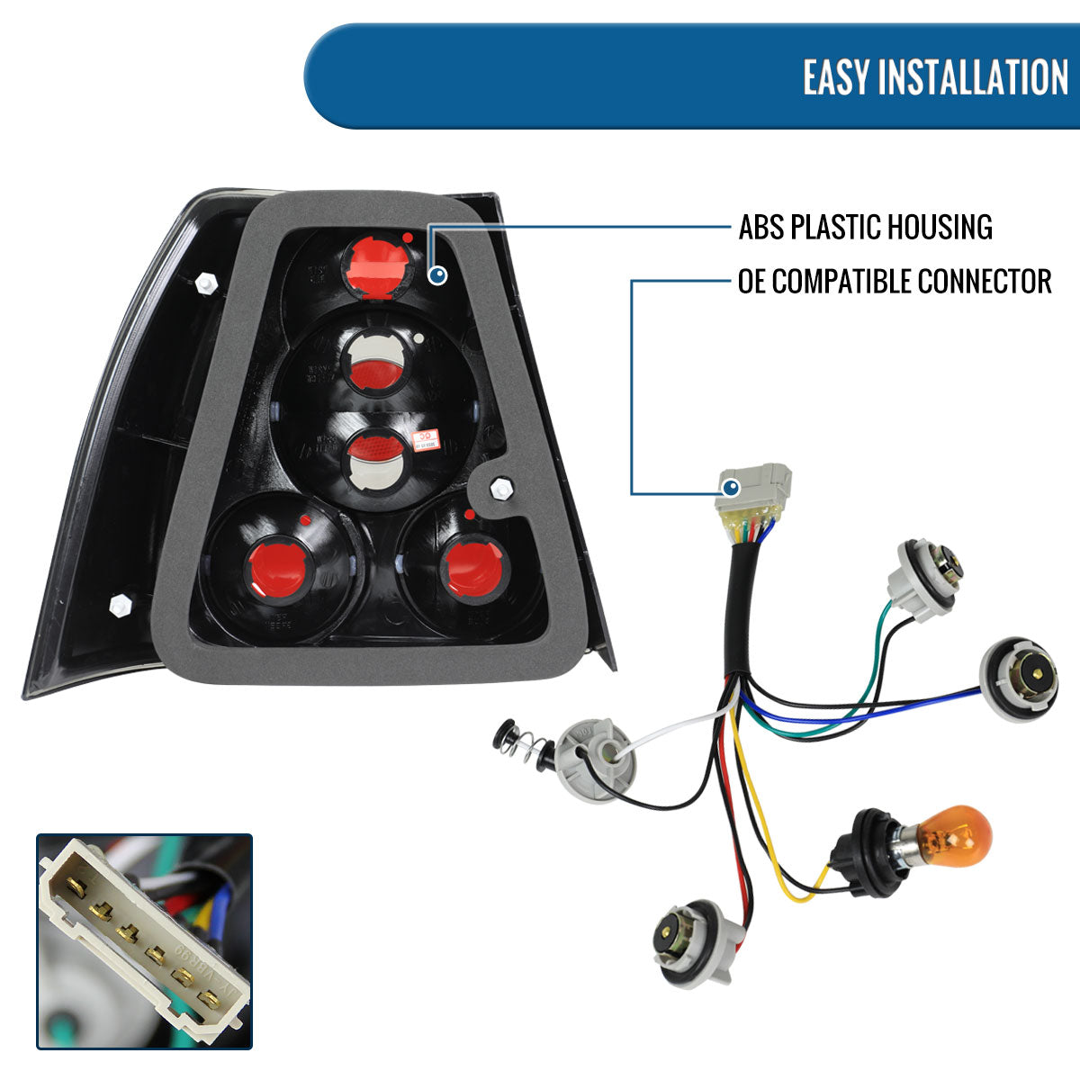 1999-2005 Volkswagen Sedan Jetta MK4 Replacement Tail Lights Assembly Pair | Black Smoke