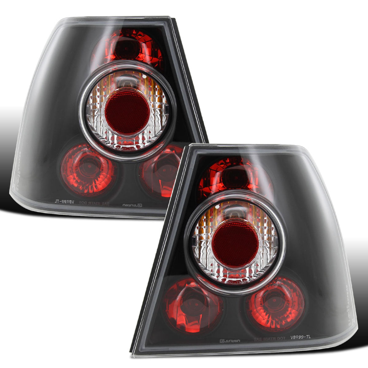 1999-2005 Volkswagen Sedan Jetta MK4 Replacement Tail Lights Assembly Pair | Black