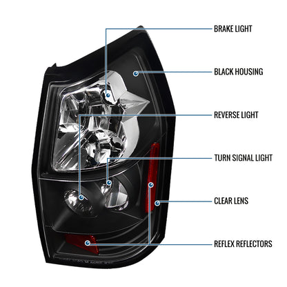 Ronnin - Se adapta a Dodge Magnum 2005-2008 Par de luces traseras de repuesto estilo europeo | Negras