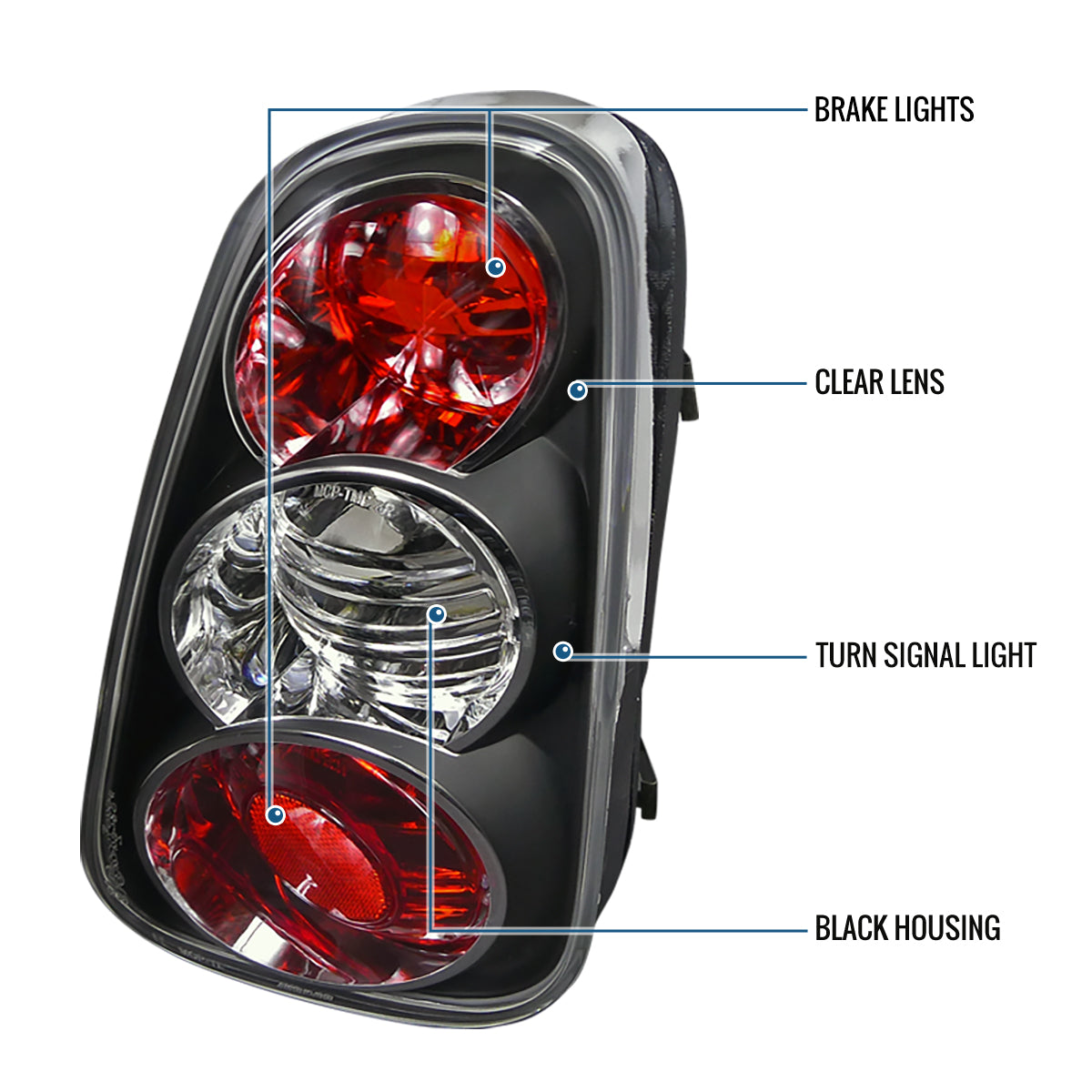2002-2004 Mini Cooper Euro Style Tail Lights Replacement Assembly Pair | Black