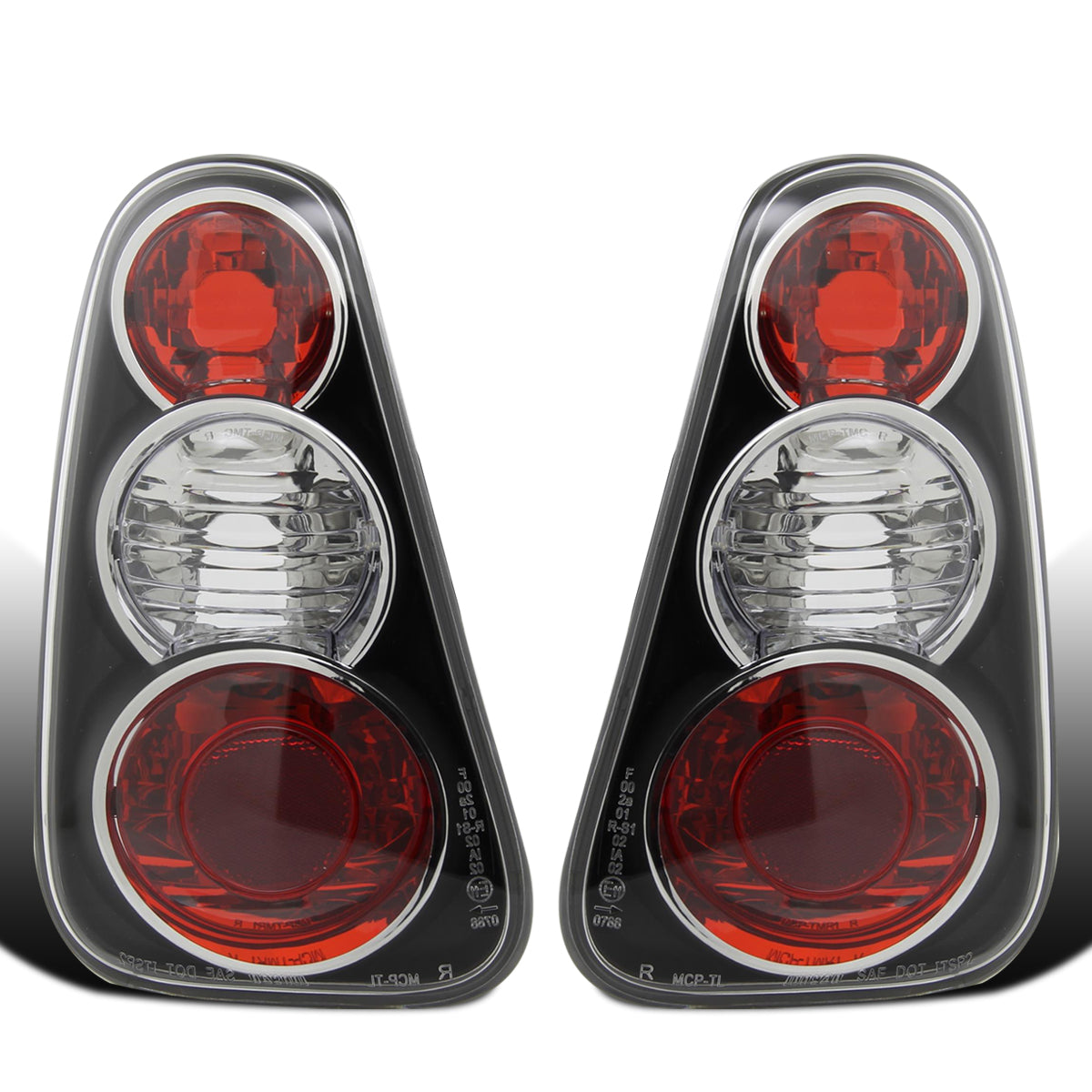 2002-2004 Mini Cooper Euro Style Tail Lights Replacement Assembly Pair | Black
