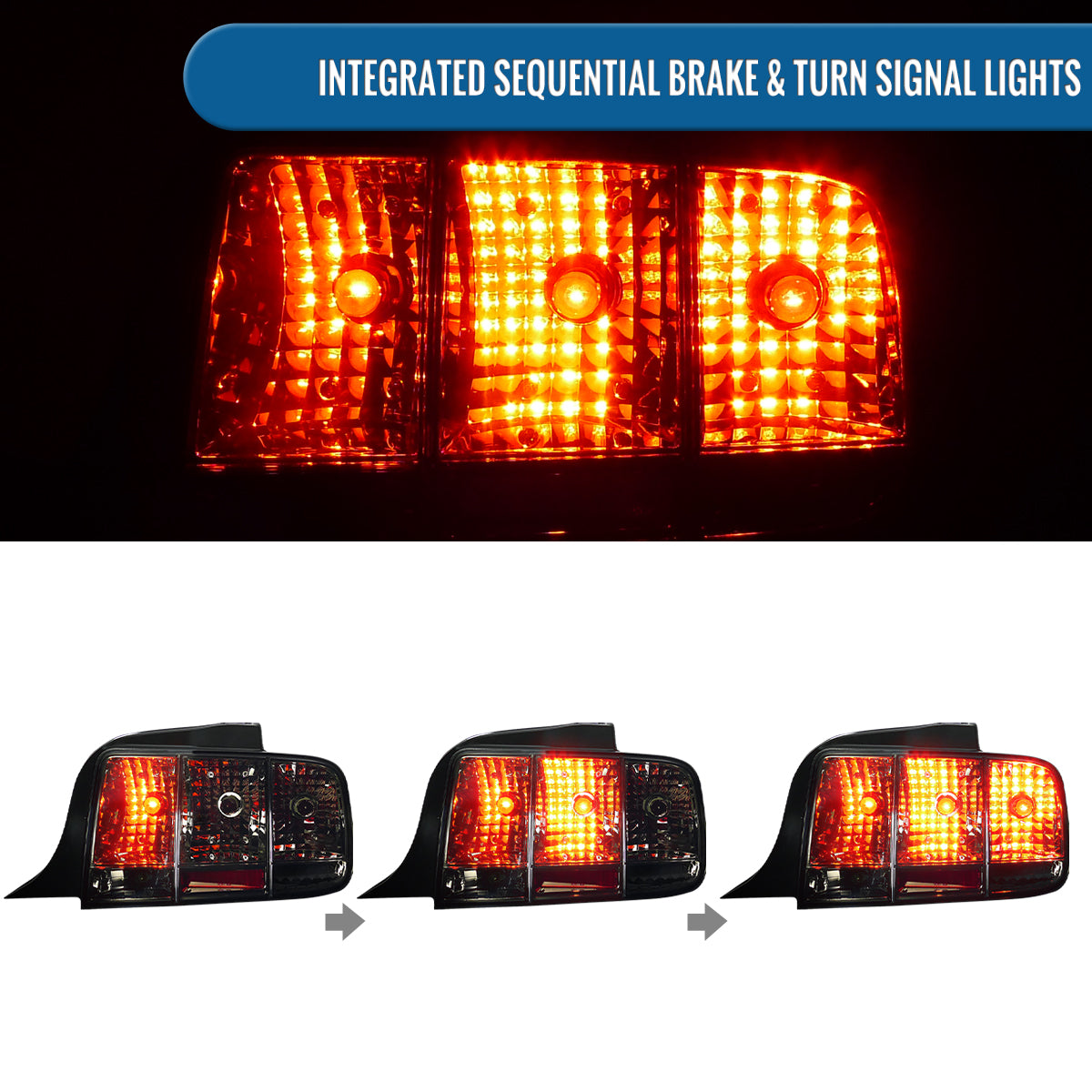 2005-2009 Ford Mustang  Replacement Tail Lights Assembly Pair | Smoke
