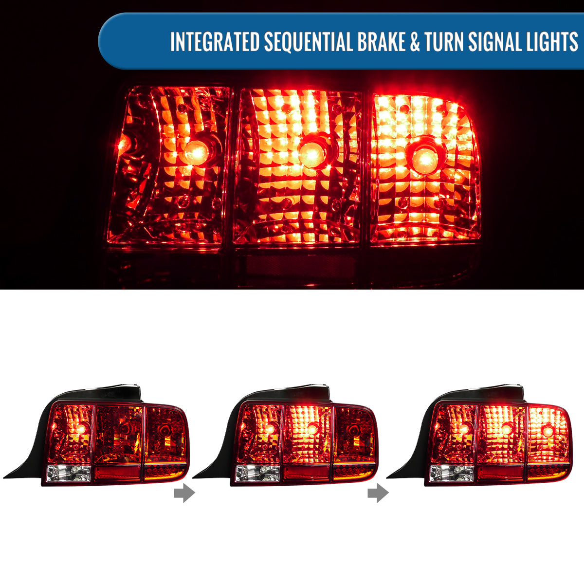 Ronnin - Conjunto de luces traseras de repuesto de fábrica para Ford Mustang 2005-2009 | Par | Rojo