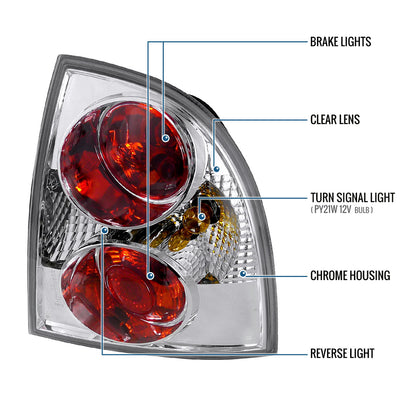 Ronnin - Fits 2001-2005 Volkswagen Passat 4Dr Sedan Euro Style Replacement Tail Lights Assembly Pair | Chrome
