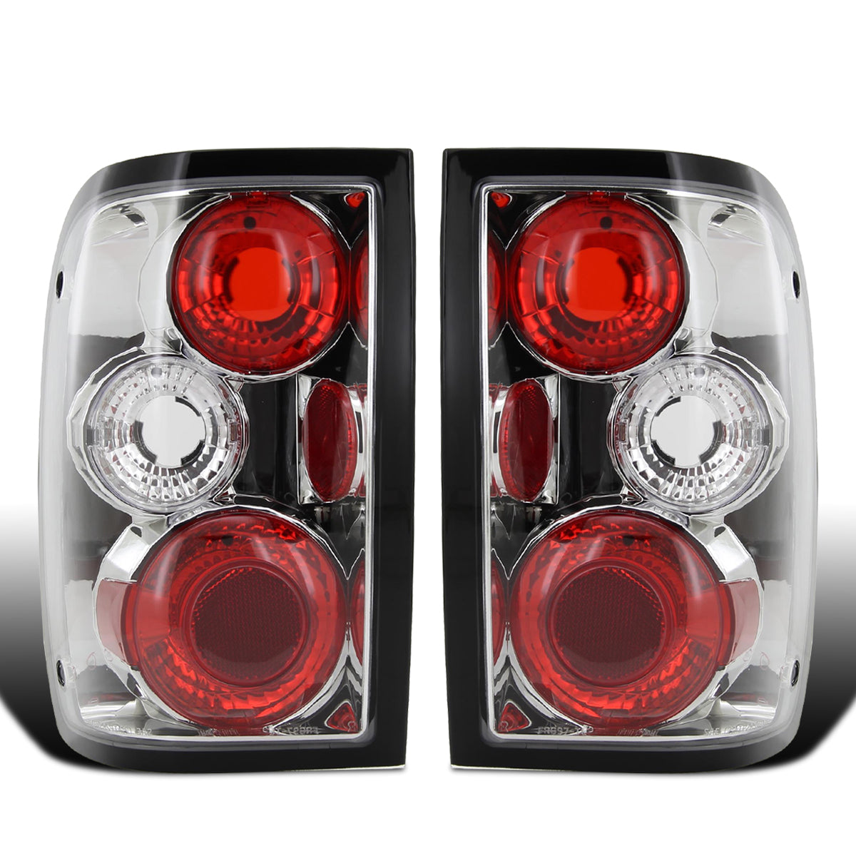 Ronnin - Fits 1993-1997 Ford Ranger Euro Style Replacement Tail Lights Assembly Pair | Chrome