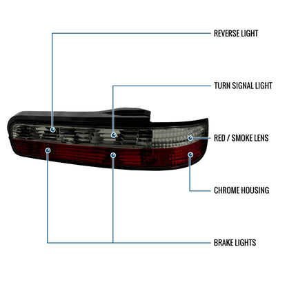 Ronnin - Fits 1989-1994 Nissan 240SX S13 Coupe Factory Replacement Tail Lights Assembly Pair | Smoke