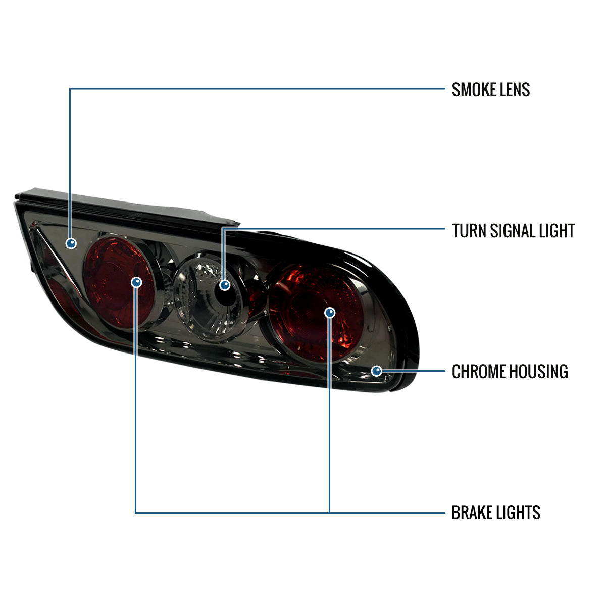 Ronnin - Fits 1989-1994 Nissan 240SX S13 Hatchback Factory Replacement Tail Lights Assembly Pair | Smoke