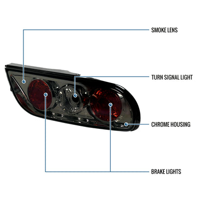 Ronnin - Fits 1989-1994 Nissan 240SX S13 Hatchback Factory Replacement Tail Lights Assembly Pair | Smoke
