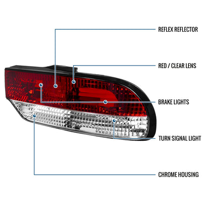 1989-1994 Nissan 240SX S13  Replacement Tail Lights Assembly Pair | Red
