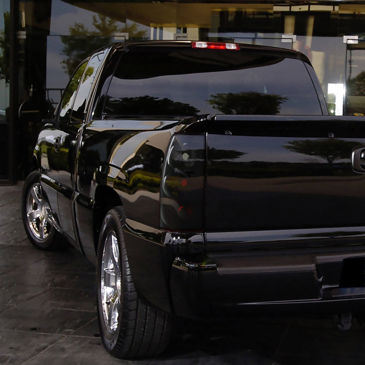 2003-2007 Chevy Silverado 1500 HD 2500 HD 3500 Classic Euro Style Replacement Tail Lights Assembly Pair | Black Smoke