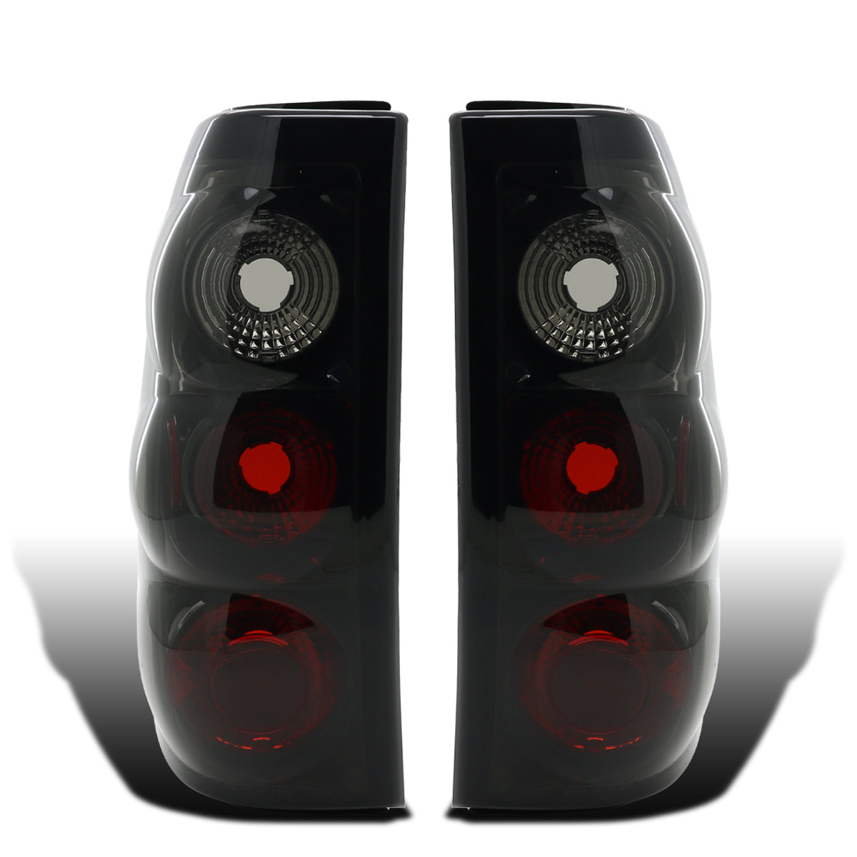 2003-2007 Chevy Silverado 1500 HD 2500 HD 3500 Classic Euro Style Replacement Tail Lights Assembly Pair | Black Smoke