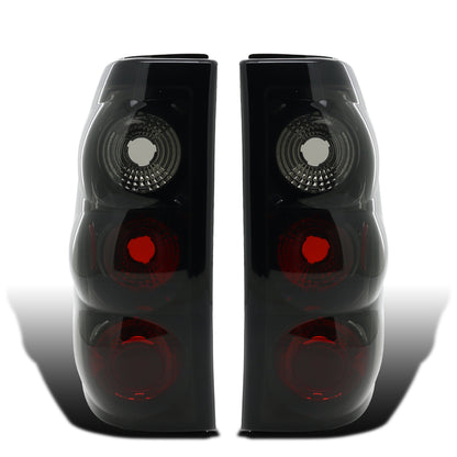 2003-2007 Chevy Silverado 1500 HD 2500 HD 3500 Classic Euro Style Replacement Tail Lights Assembly Pair | Black Smoke